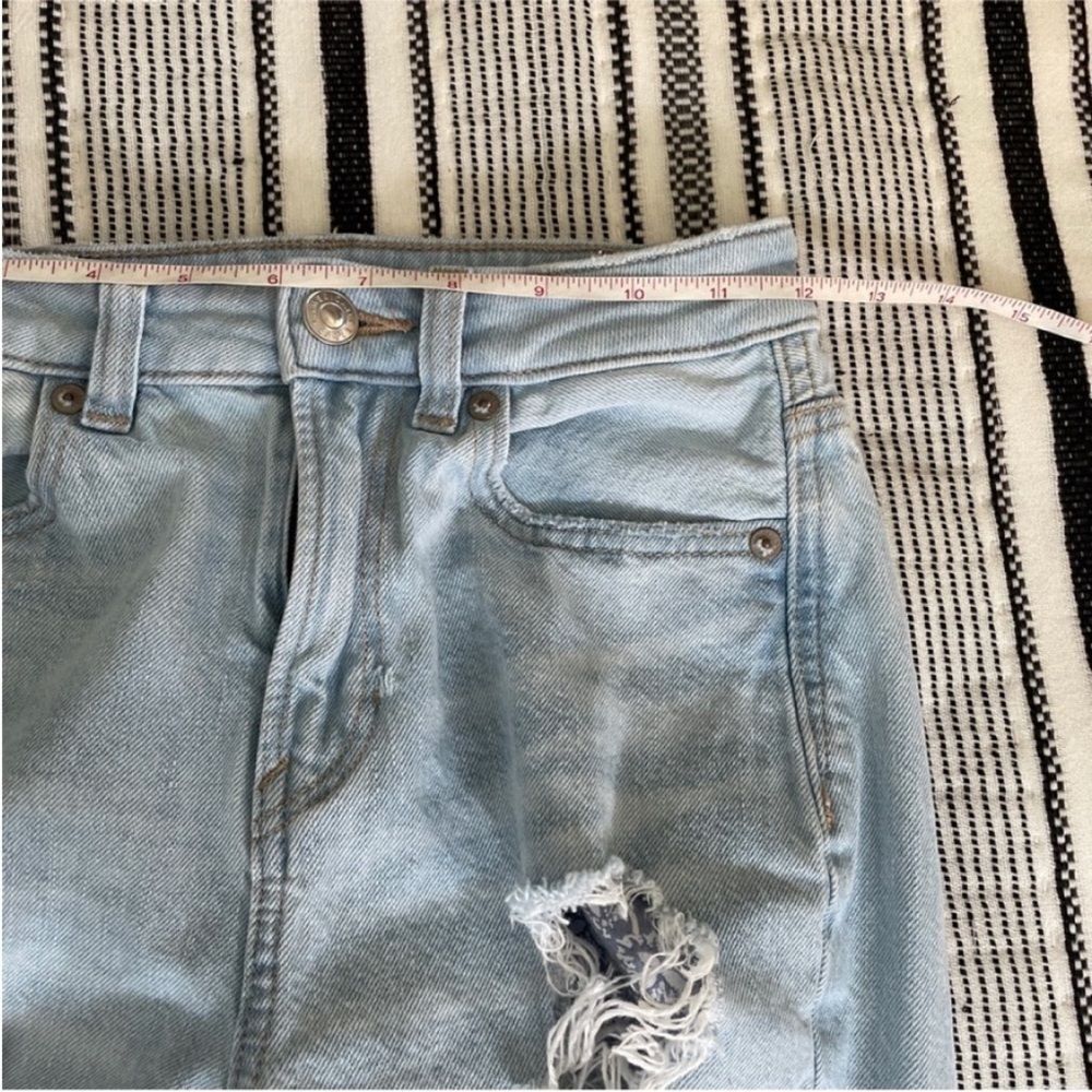 American Eagle Straight Mom Jeans 00 Light Blue High Rise Grunge Emo‎ Y2K Denim - Picture 10 of 12